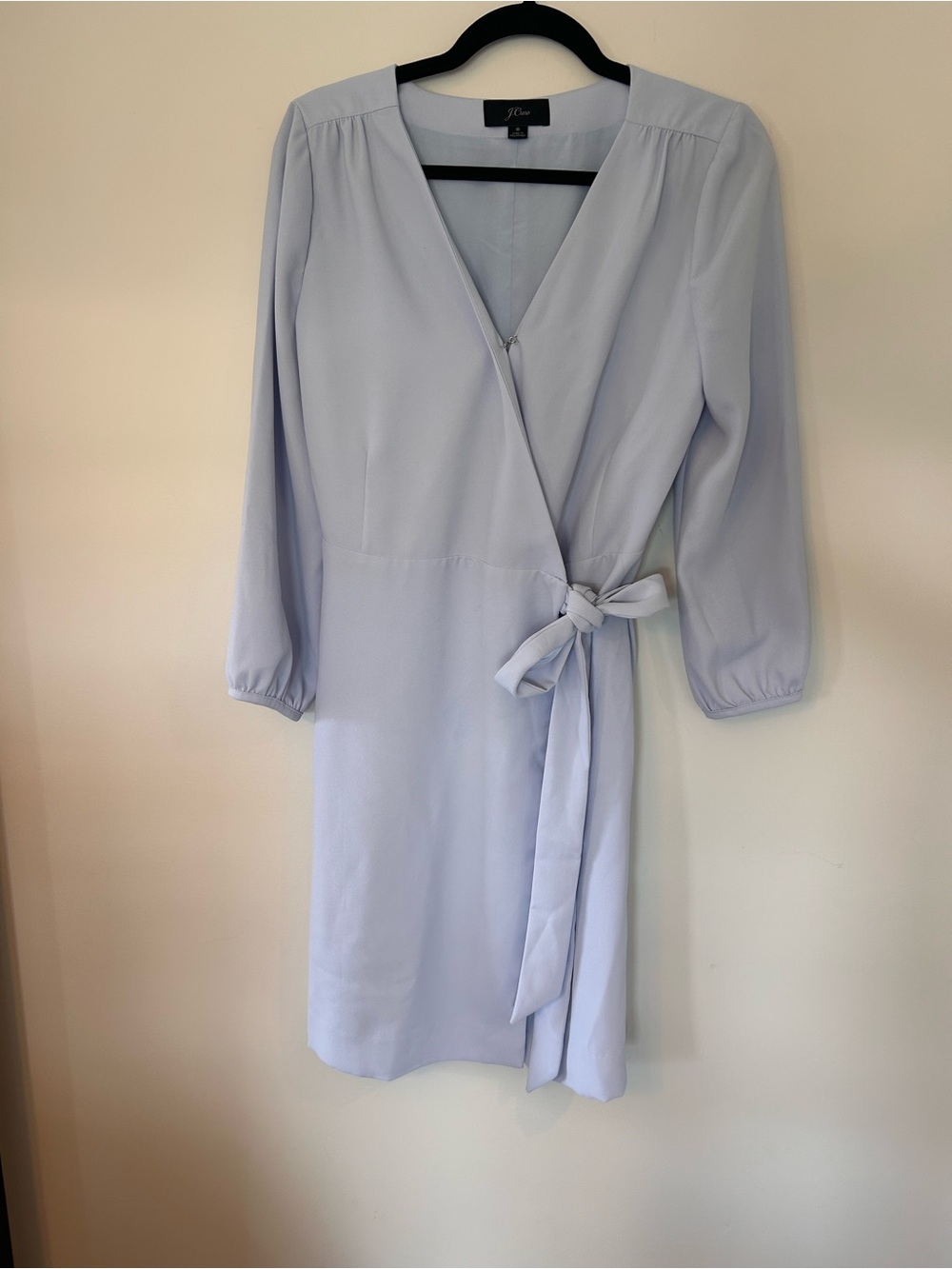 J. Crew Pastel Blue Long Sleeve Wrap Dress with Side Tie